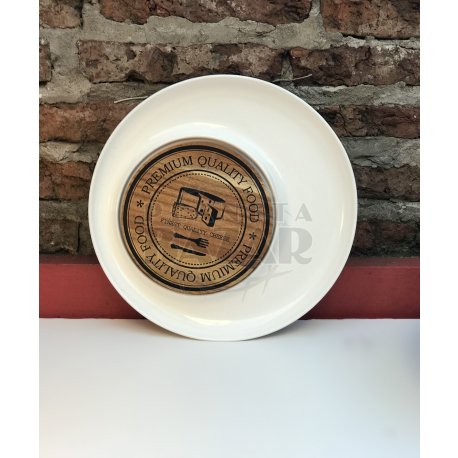 Plato de Picada Redondo Porcelana y Madera Acacia
