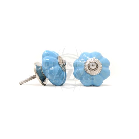 Tirador Cerámica Nº1118 GRANDE Flor CELESTE