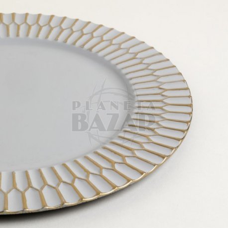 Plato De Sitio Blanco Con Dorado 33 Cm