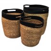 Canasto De Ratan Marron y Negro Grande | 35 x 40 Cm