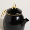 Pava Enlozada Tramada Negra Con Manija Dorada Brillante 2400 ML