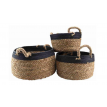 Canasto De Ratan Marron Y Negro Chico