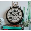 Reloj Pared Negro Retro Con Engranajes 40 Cm