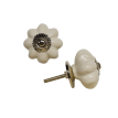 Tirador Ceramica Blanco Flor Grande 5 cm