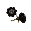 Tirador Ceramica Negro Flor Grande 5 cm